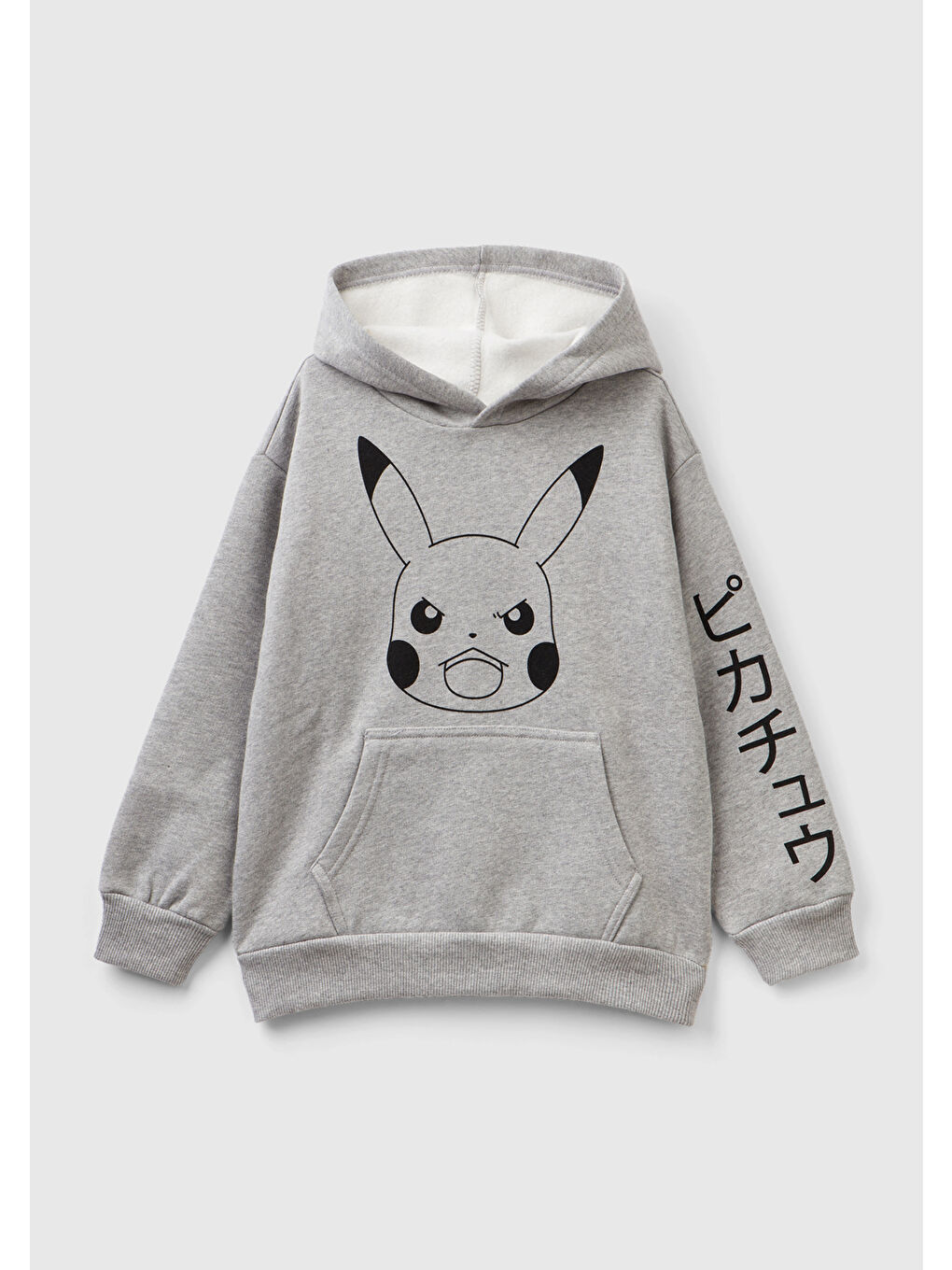 Erkek Çocuk Gri Melanj Pokemon Baskılı Önü Cepli Sweatshirt