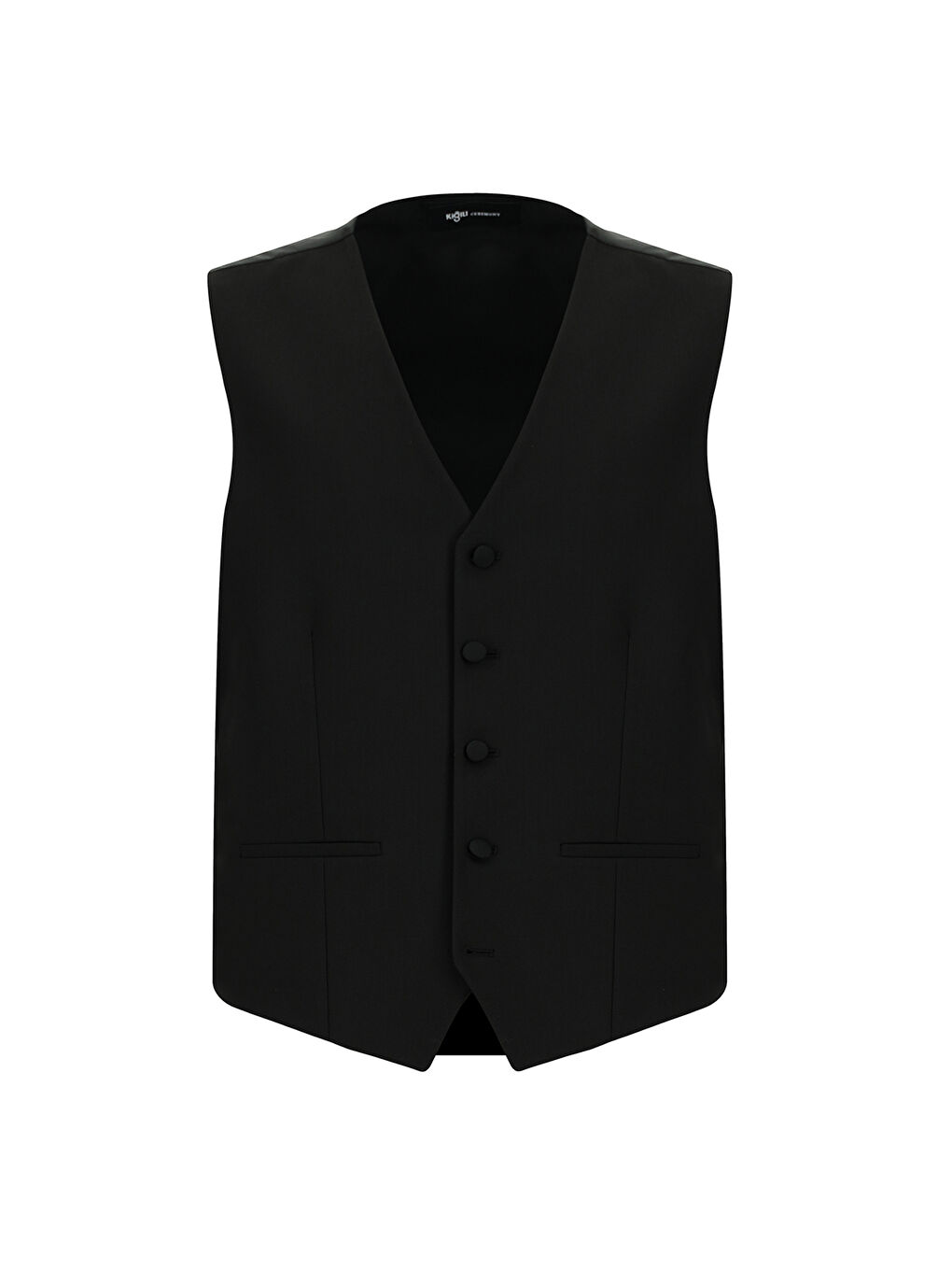 Siyah Slim Fit Dar Kesim Mono Yaka Yelekli Smokin & Damatlık-3