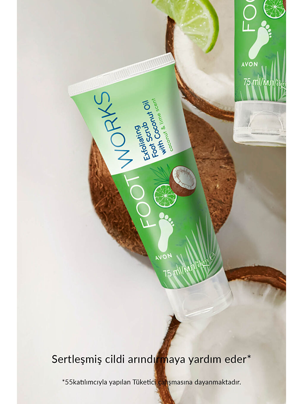 AVON Renksiz Footworks Hindistan Cevizi ve Misket Limonu Özlü Ayak için Scrub 75 Ml. Üçlü Set - 3