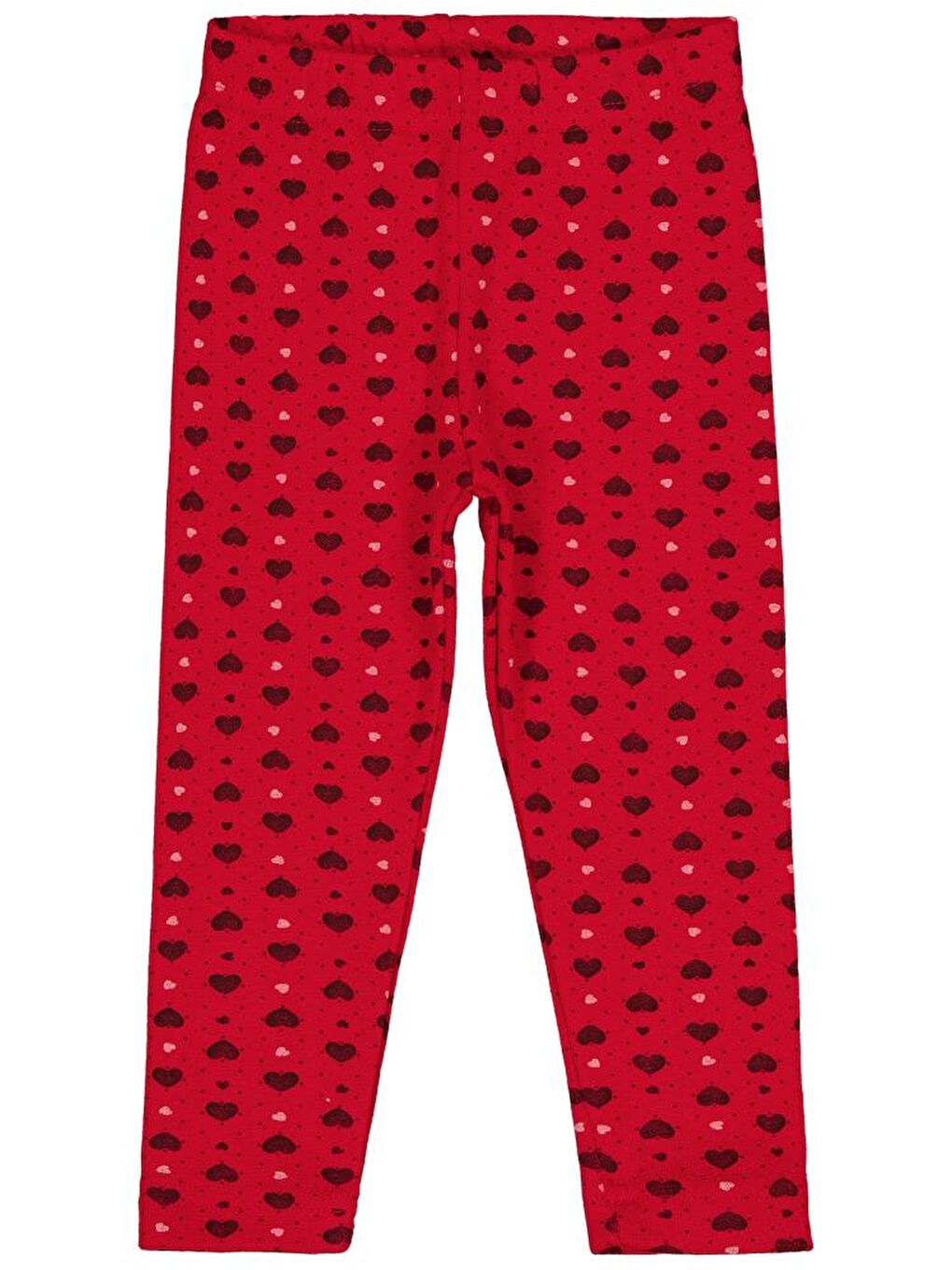 Kırmızı Girls Kalp Desenli 2-5 Yaş Tayt
