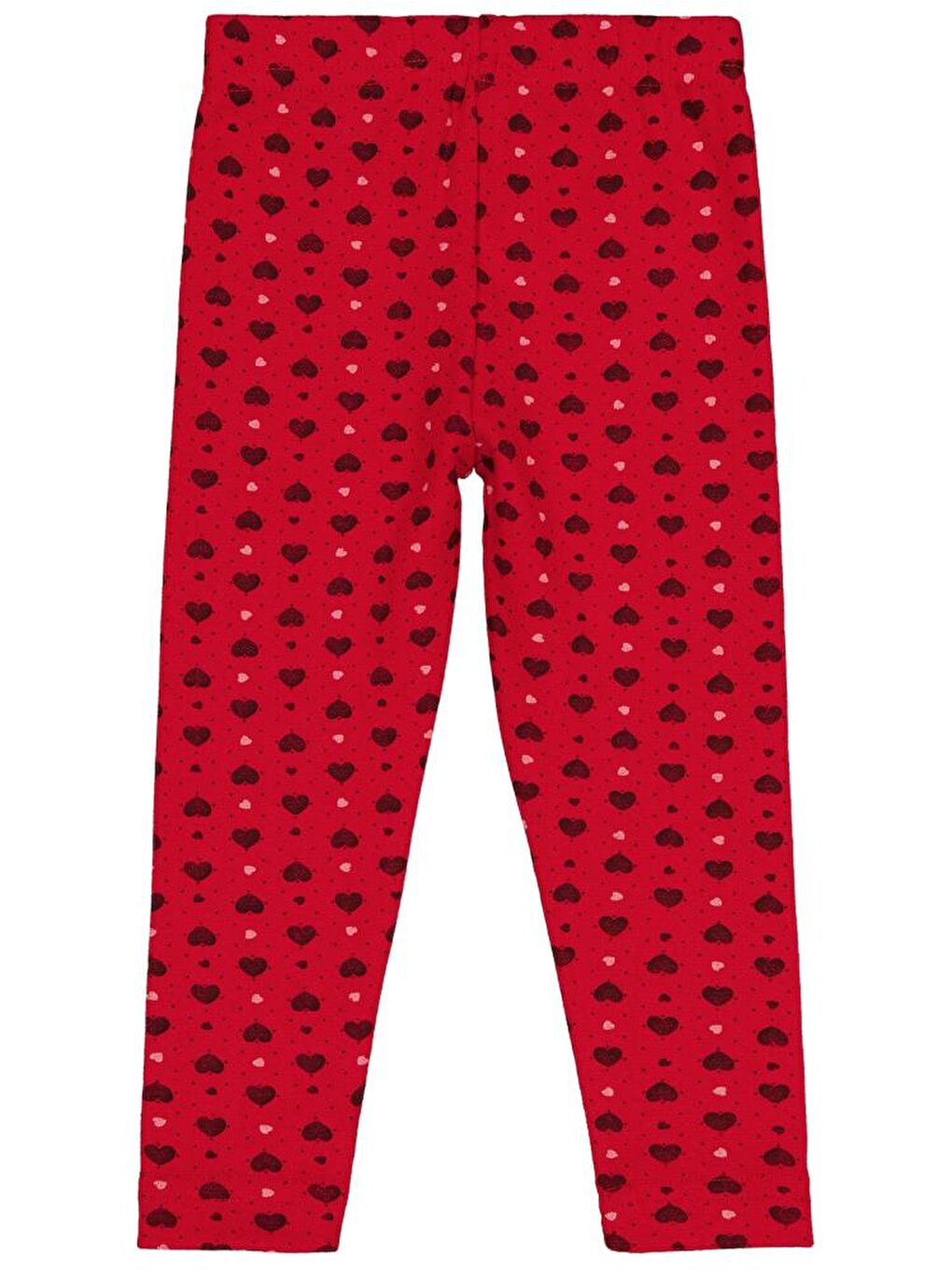 Kırmızı Girls Kalp Desenli 2-5 Yaş Tayt-1