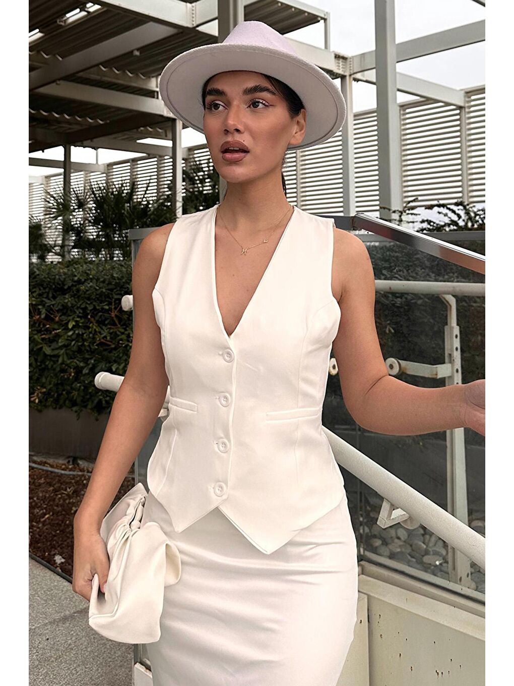 Beyaz Kadın Yelek Mg2332