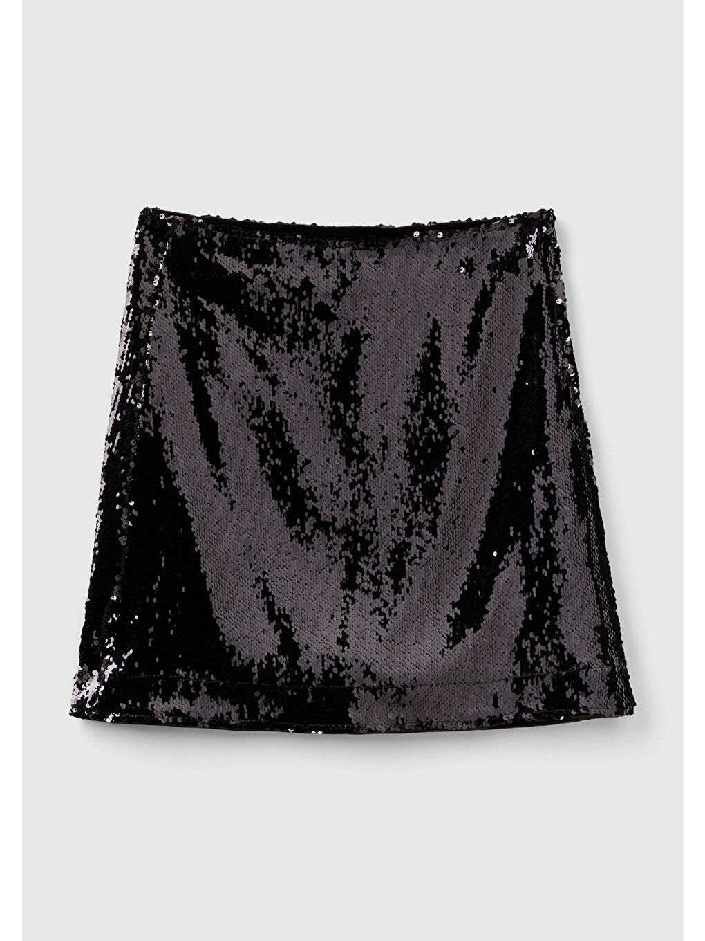 Kadın Siyah Yandan Fermuarlı Astarlı Payetli Mini Etek-1