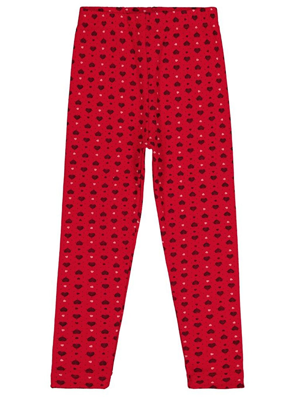 Kırmızı Girls Kalp Desenli 6-9 Yaş Tayt
