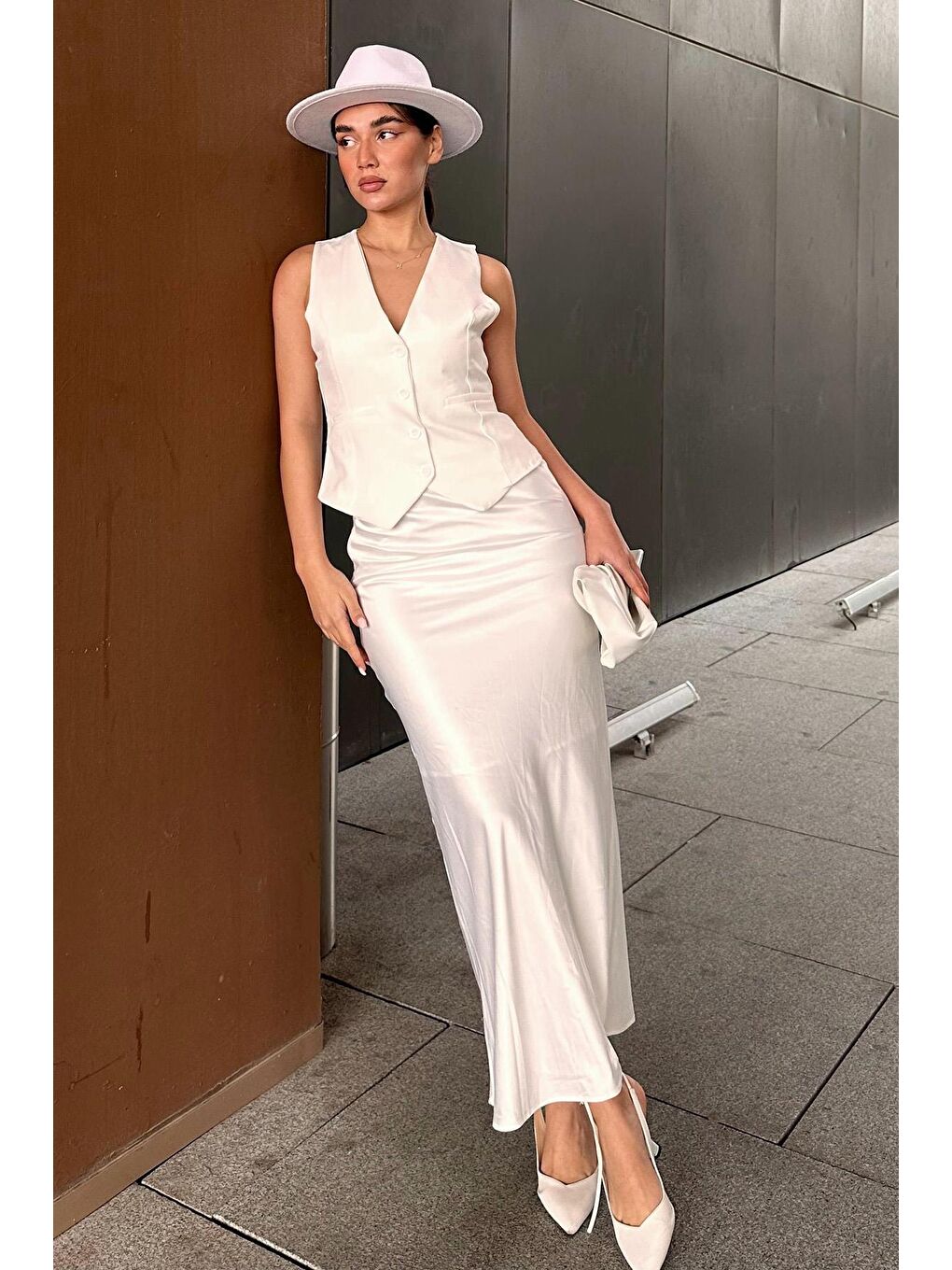 Beyaz Kadın Yelek Mg2332-1