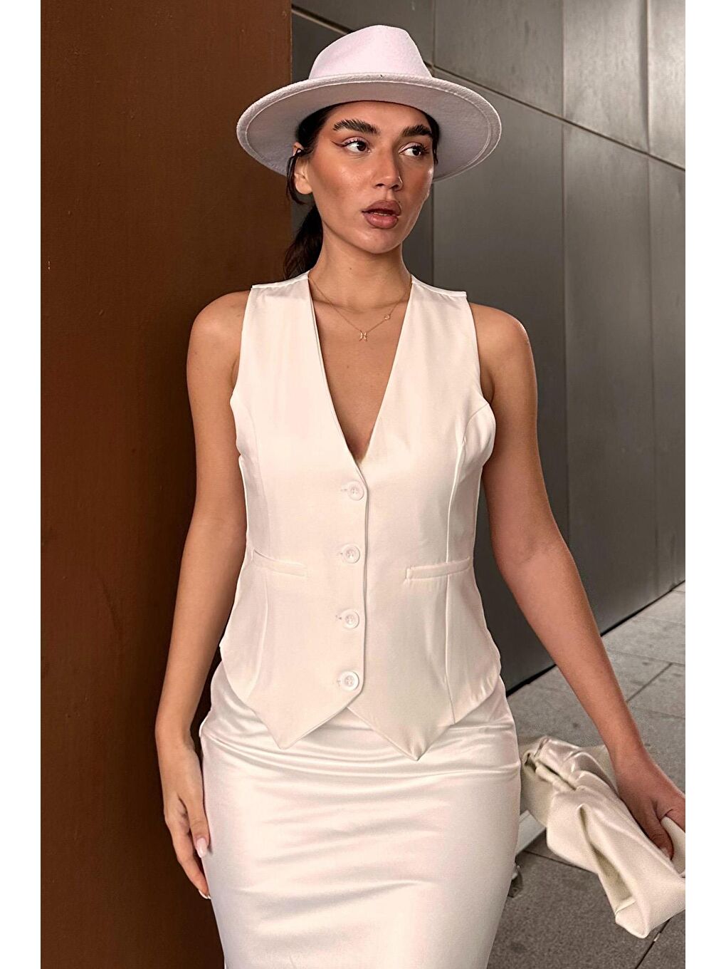 Beyaz Kadın Yelek Mg2332-2