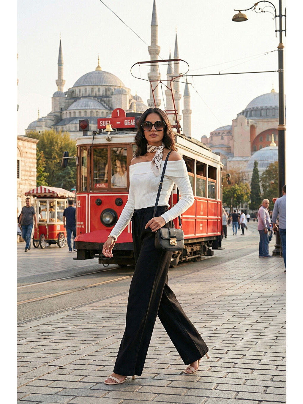 Siyah Relaxed Fit Yüksek Bel Bol Paça Bağlamalı Kadın Pantolon 6923874