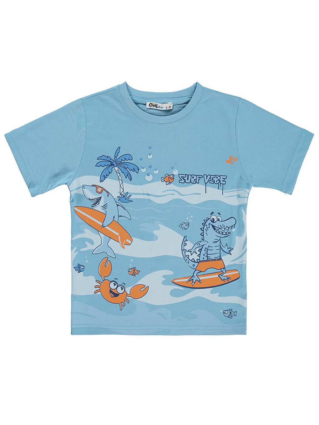 Turkuaz Boys Surf Vibe 2-5 Yaş Tişört - Mavi