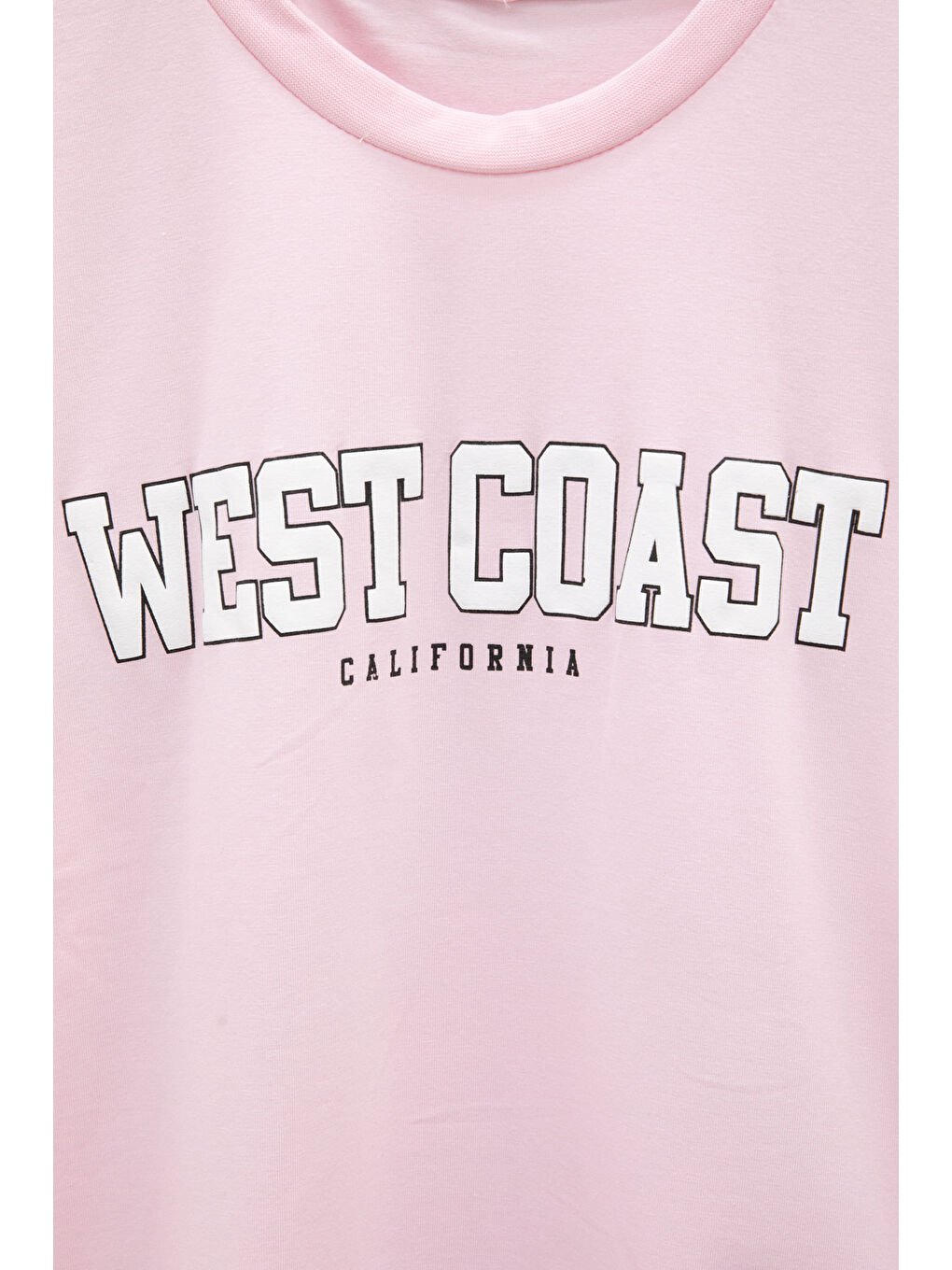 Pembe West Coast Yazılı Kısa Kol Kız Çocuk Bisiklet Yaka Tişört 20962-1