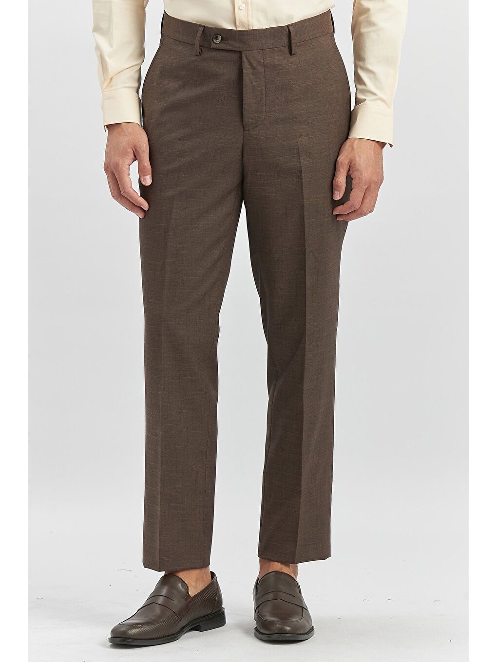 Koyu Kahverengi Esnek Yandan Cepli Comfort Fit Classic Erkek Pantolon 1003240163