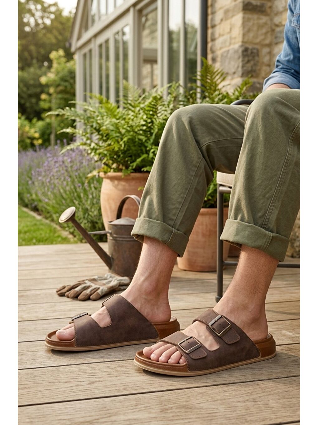 Kahverengi Kahve Yumuşak Taban Hafif Anatomik Erkek Terlik 305-2002 M-2