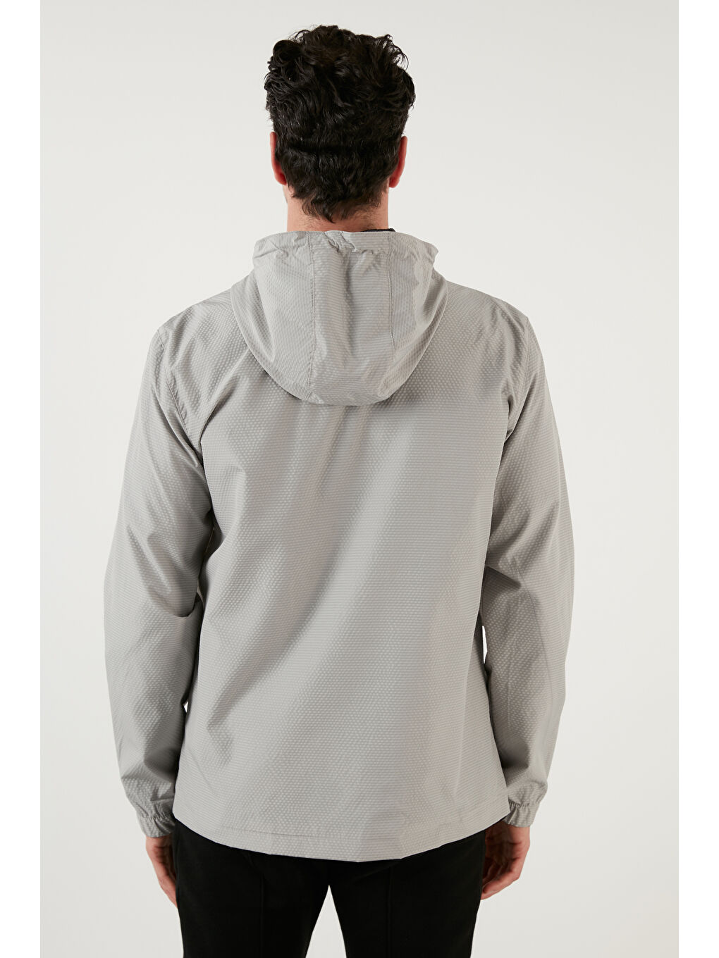 Gri Kapüşonlu Fermuarlı Cepli Mont 5711304-5