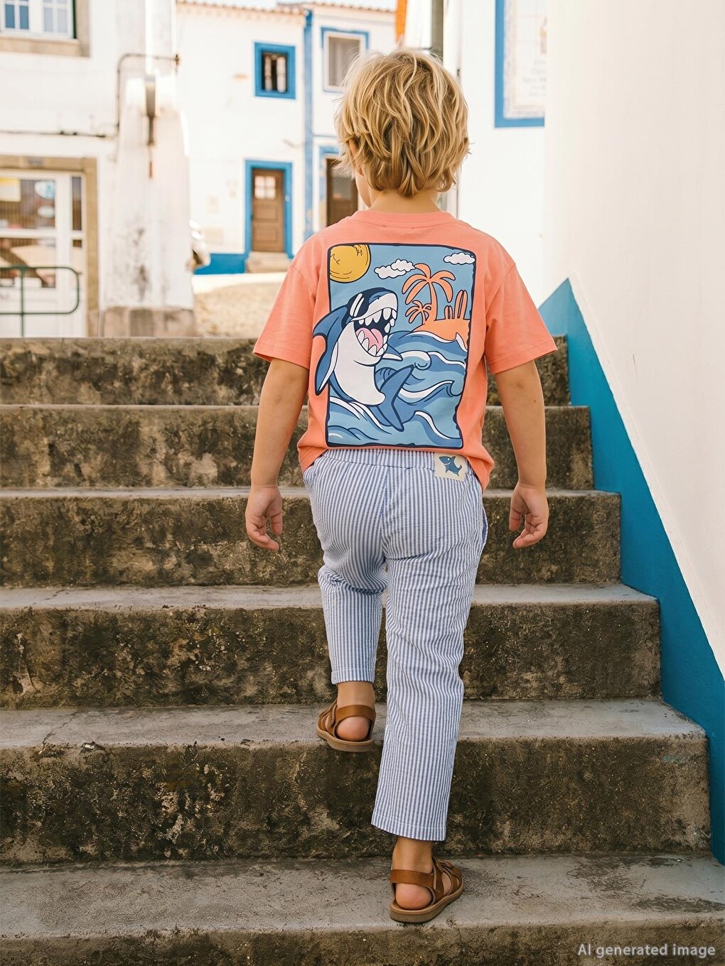 Turuncu Boys Vacay Mood 2-5 Yaş Tişört - Pembe-3