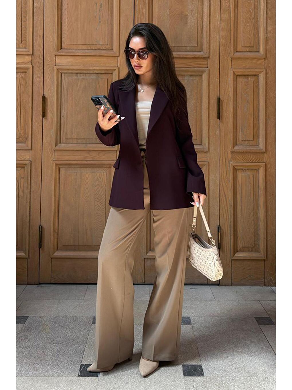 Mürdüm Astarlı Kadın Blazer Ceket Mg2508-3