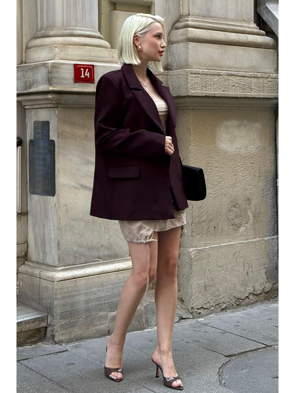 Mürdüm Astarlı Kadın Blazer Ceket Mg2508-4