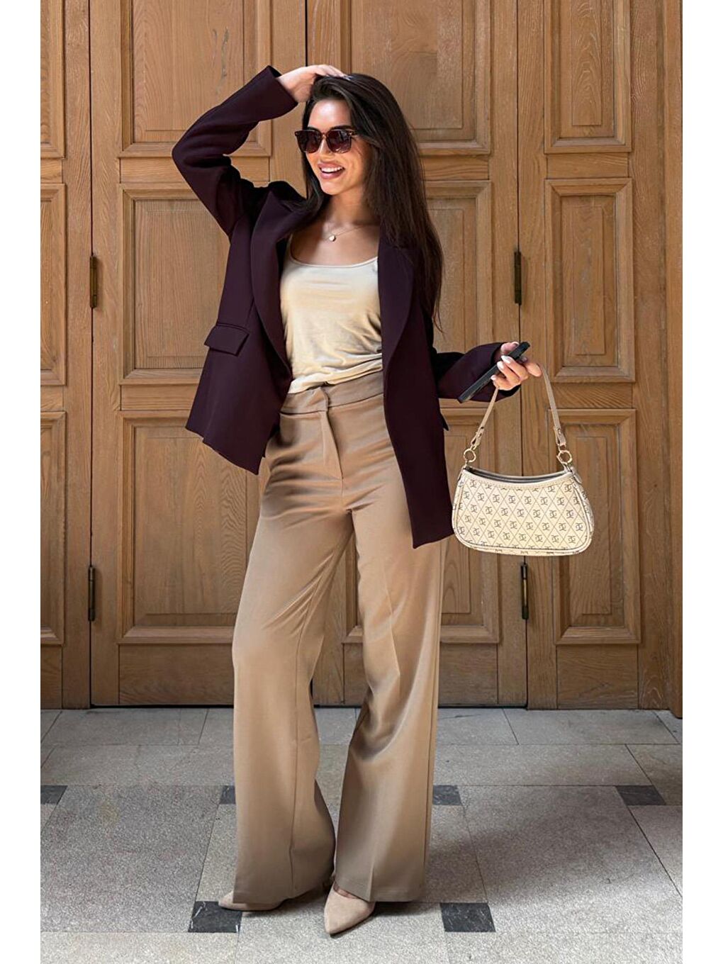 Mürdüm Astarlı Kadın Blazer Ceket Mg2508-6