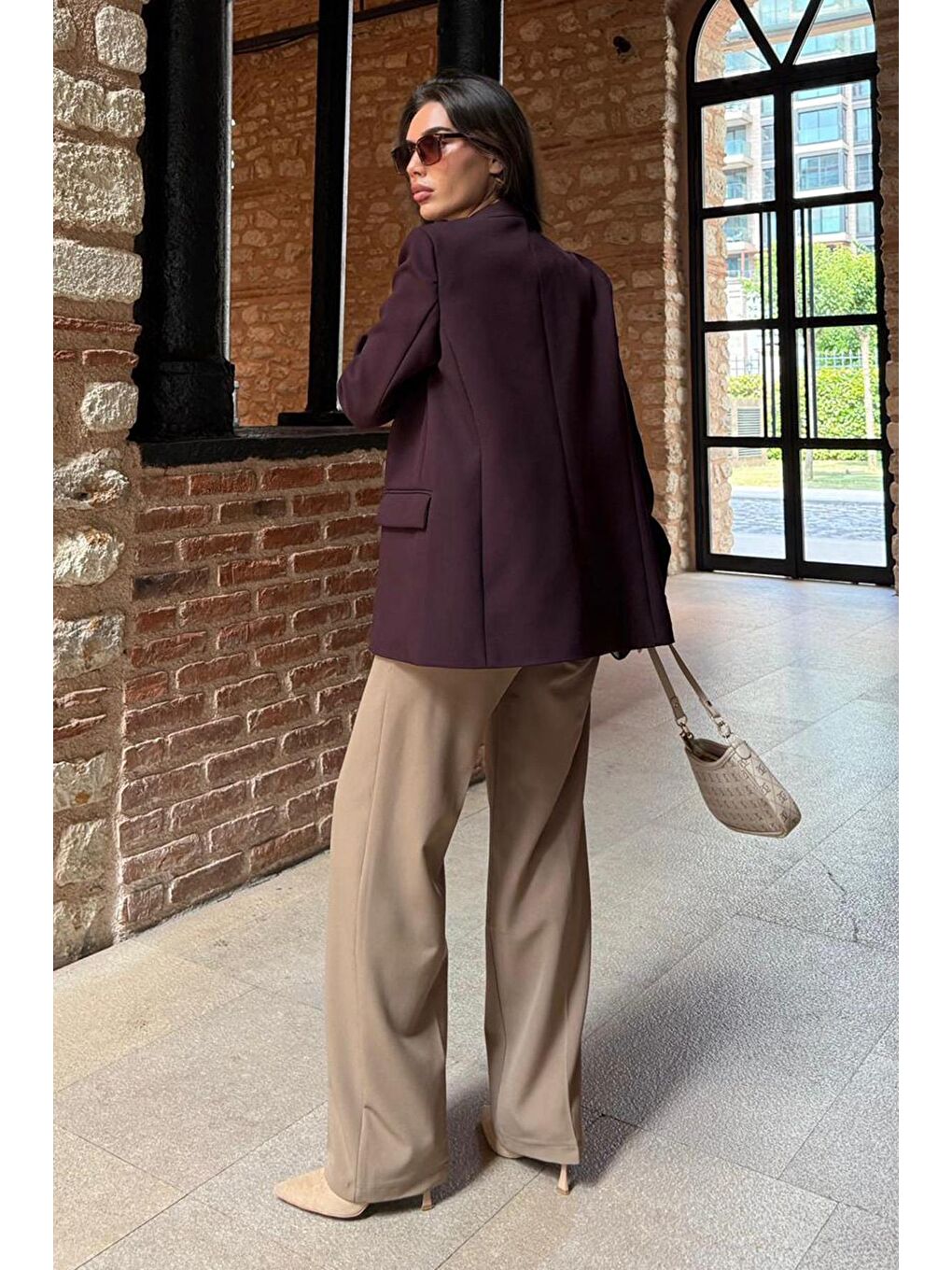 Mürdüm Astarlı Kadın Blazer Ceket Mg2508-7