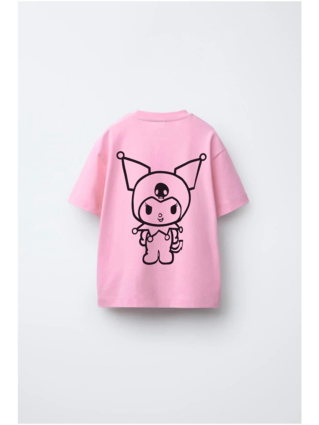 Kız Çocuk Pamuklu Pembe Baskılı T-shirt – Kısa Kollu Günlük Üst-1