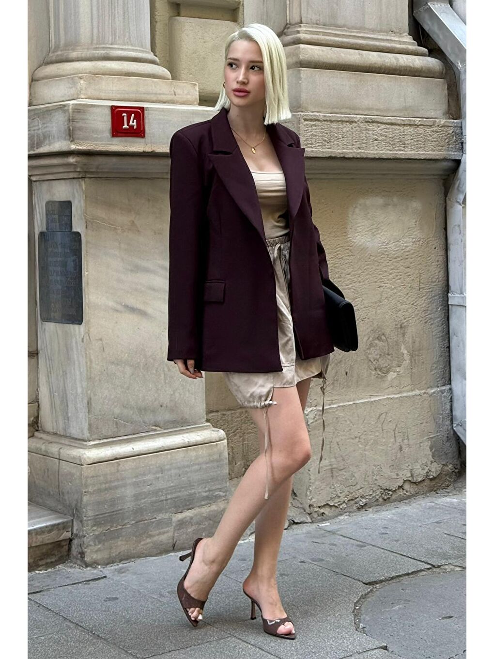 Mürdüm Astarlı Kadın Blazer Ceket Mg2508-8