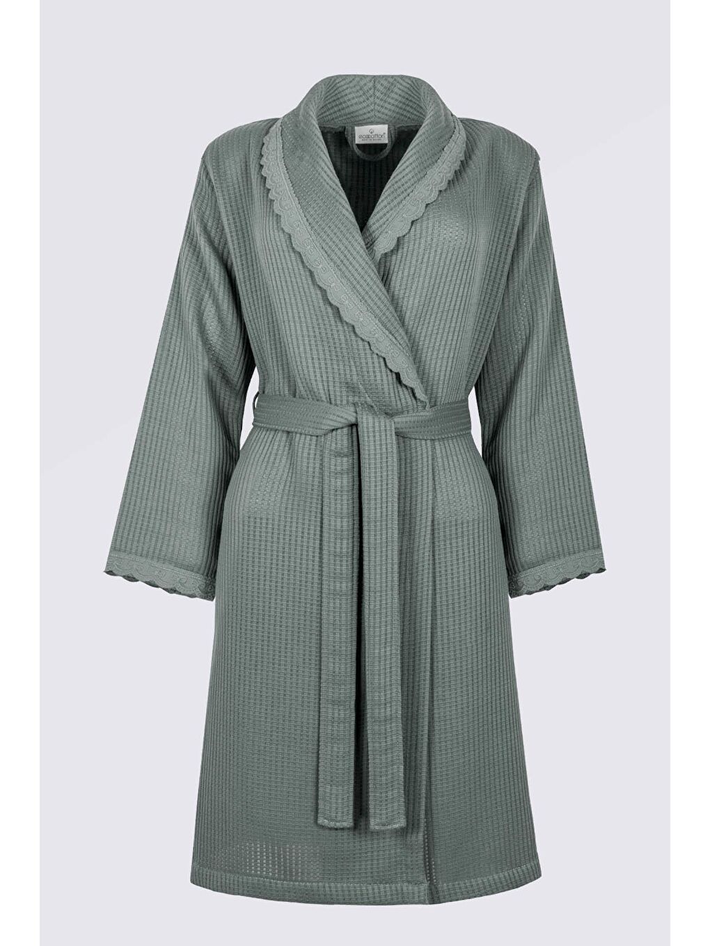 Alessa Kadın Pike Bornoz %100 Organik Pamuk Jakarlı Yeşil