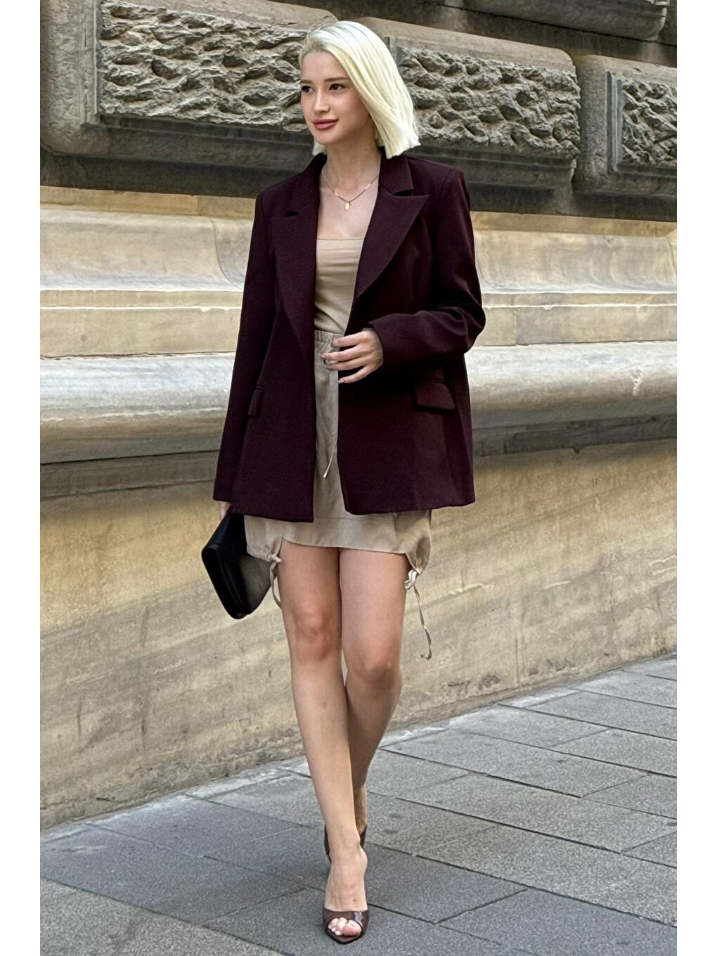 Mürdüm Astarlı Kadın Blazer Ceket Mg2508-11