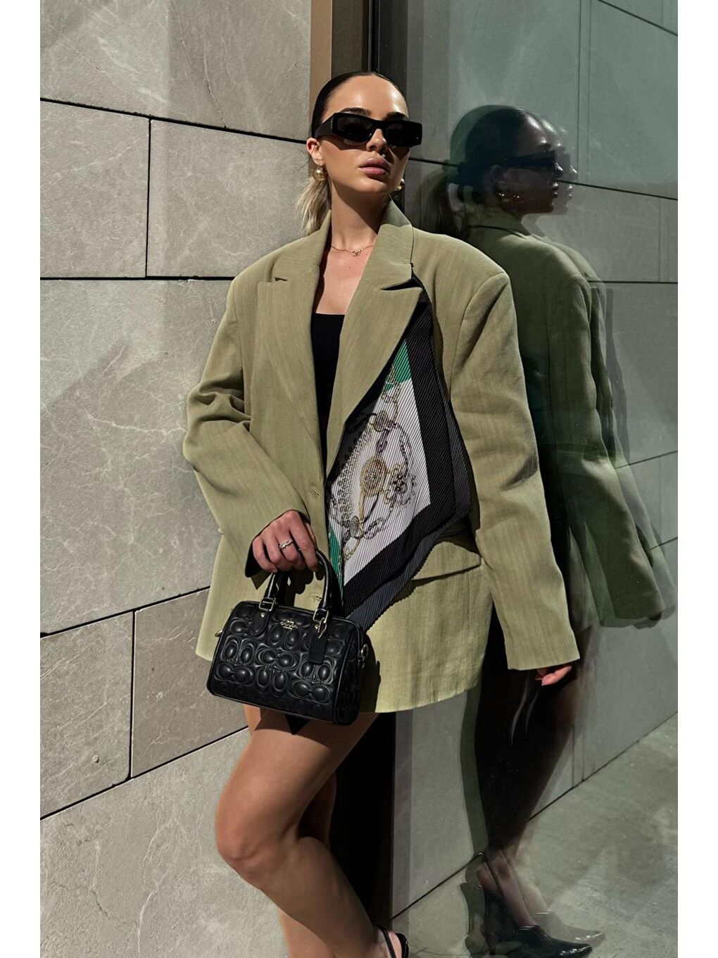 Çağla Yeşili Keten Blazer Kadın Ceket Mg2443-3