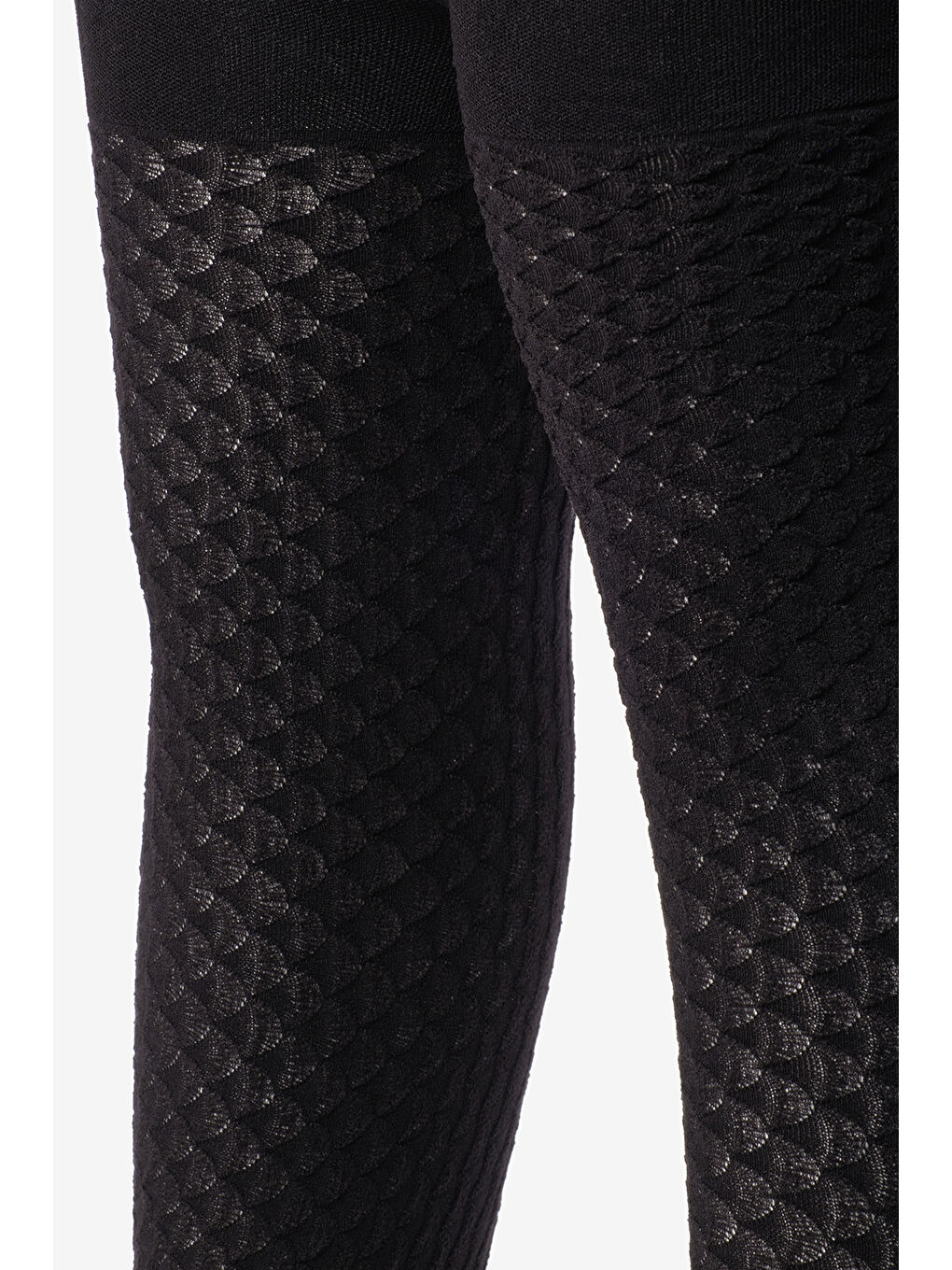 Siyah Gofre Desen Kız Çocuk Külotlu Çorap-1