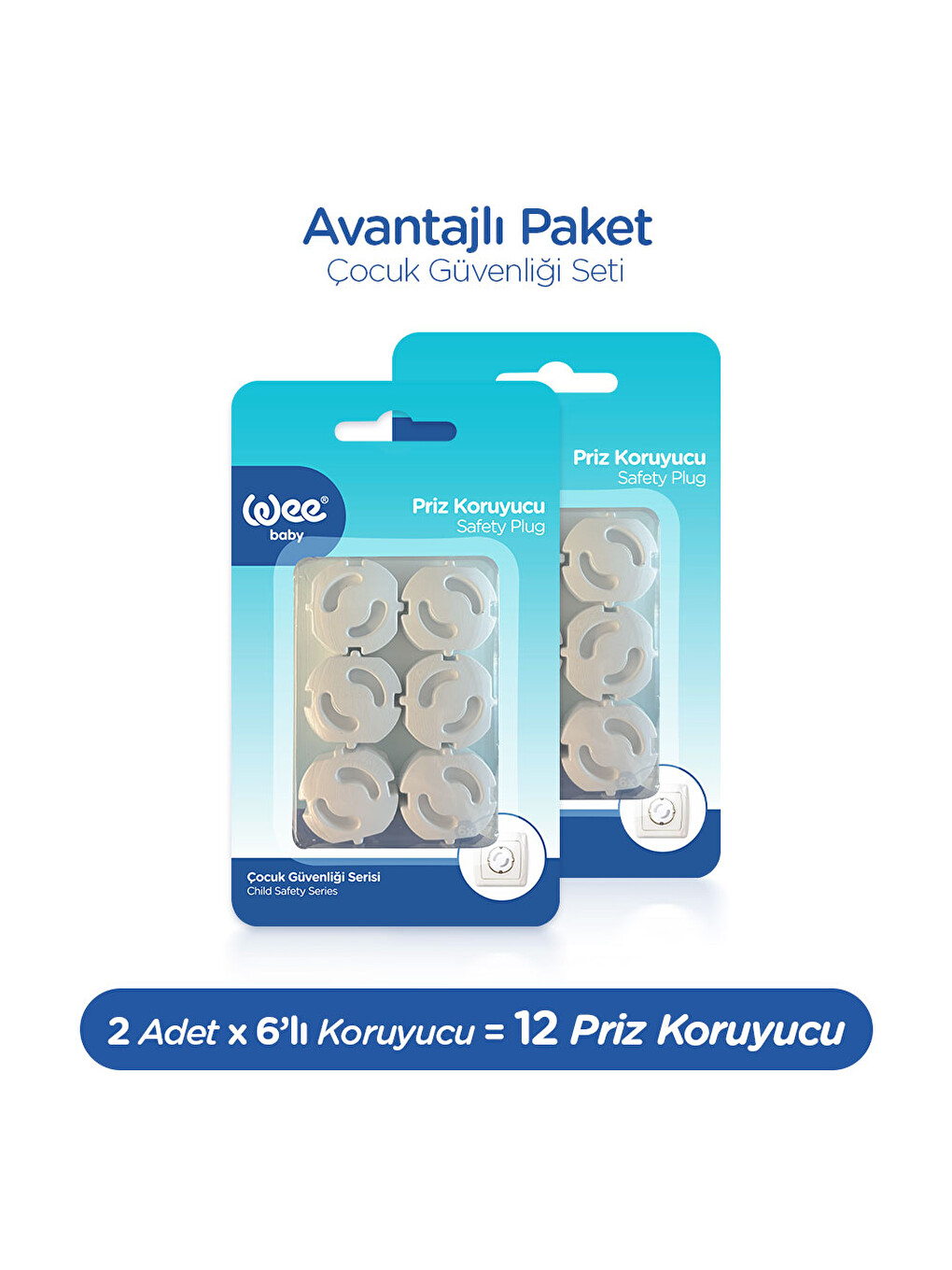 Priz Koruyucu 6’lı – Bebek Çocuk Güvenlik Priz Kapağı (6x2= 12 Adet)-5