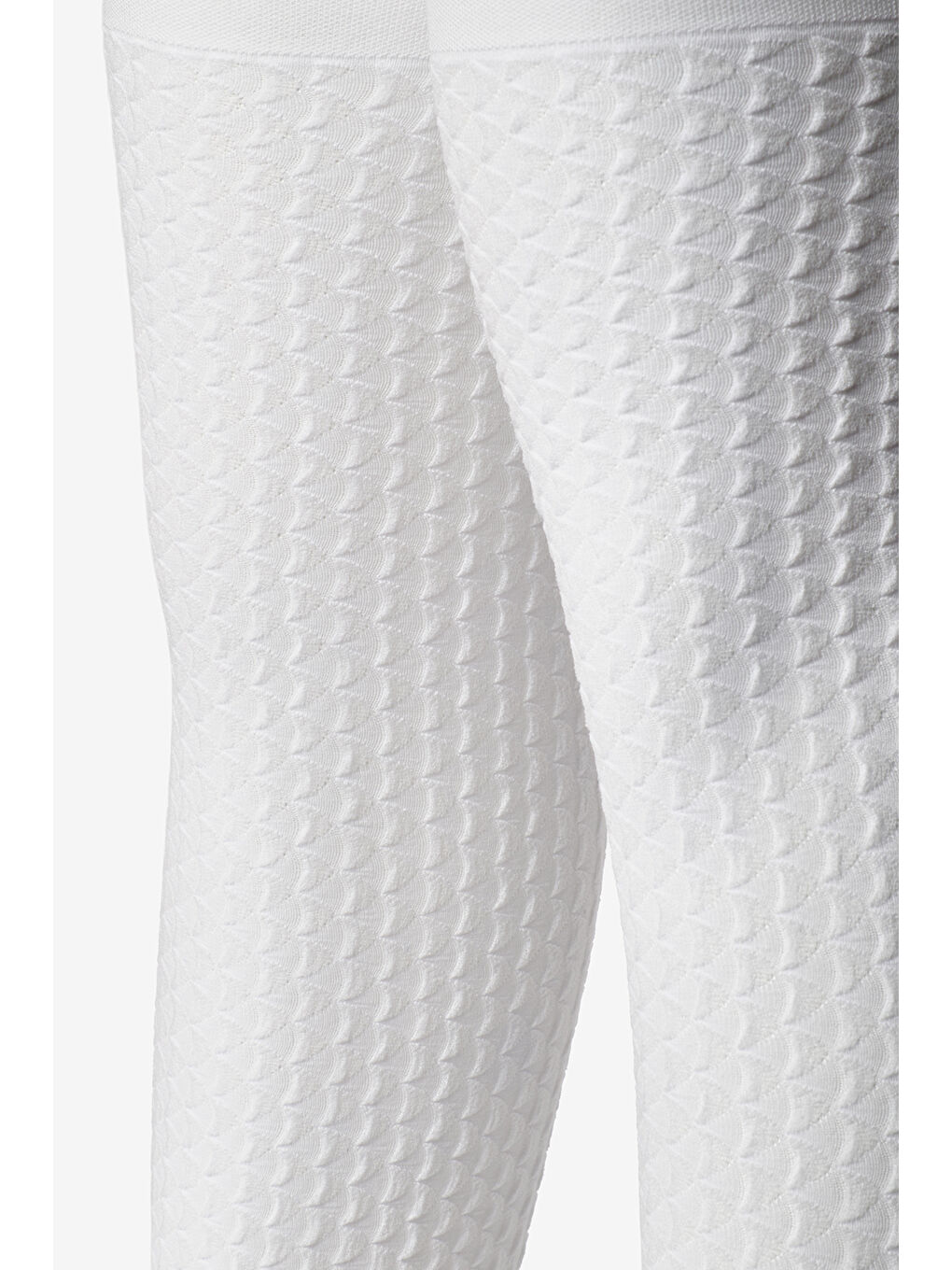 Beyaz Gofre Desen Kız Çocuk Külotlu Çorap-1