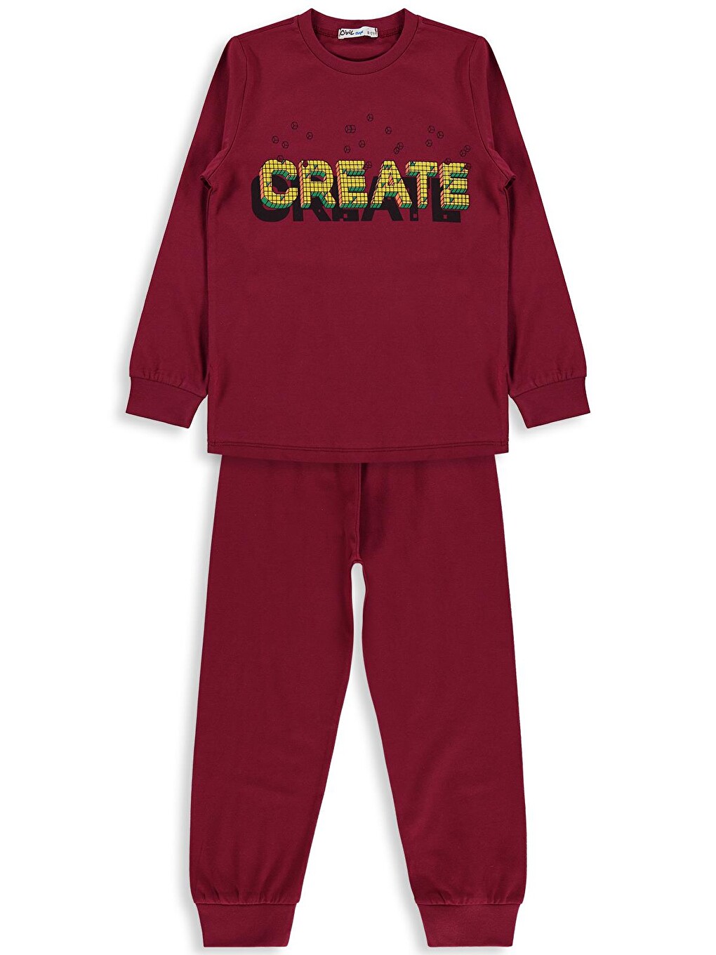 Boys Create Baskılı 6-9 Yaş Pijama Takımı - Bordo