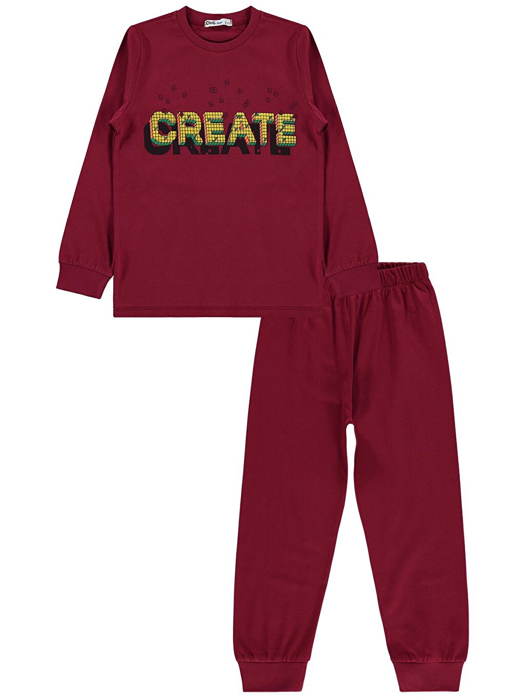Boys Create Baskılı 6-9 Yaş Pijama Takımı - Bordo-1