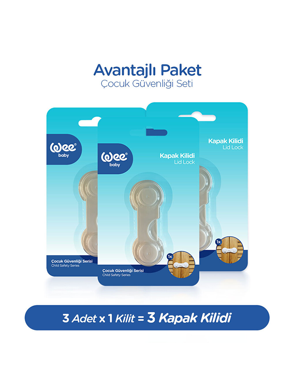 Dolap Kapak Kilidi – Bebek Çocuk Güvenlik Kilidi (3 Adet)-5
