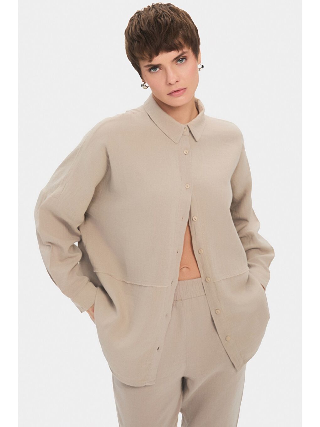 Bej Gömlek Pantolon Takım-1