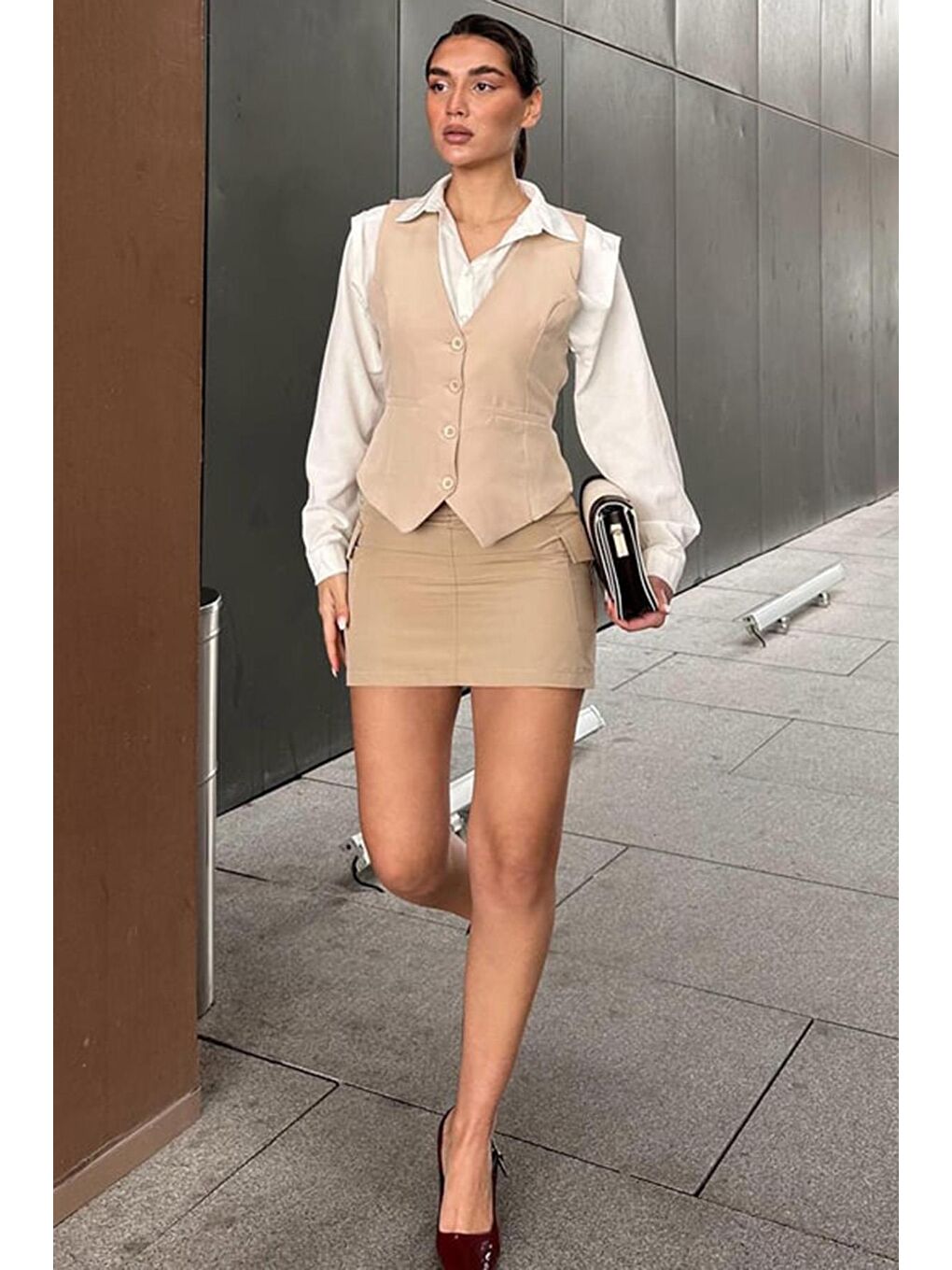 Turkuaz Taş Rengi Kadın Yelek Mg2332-1