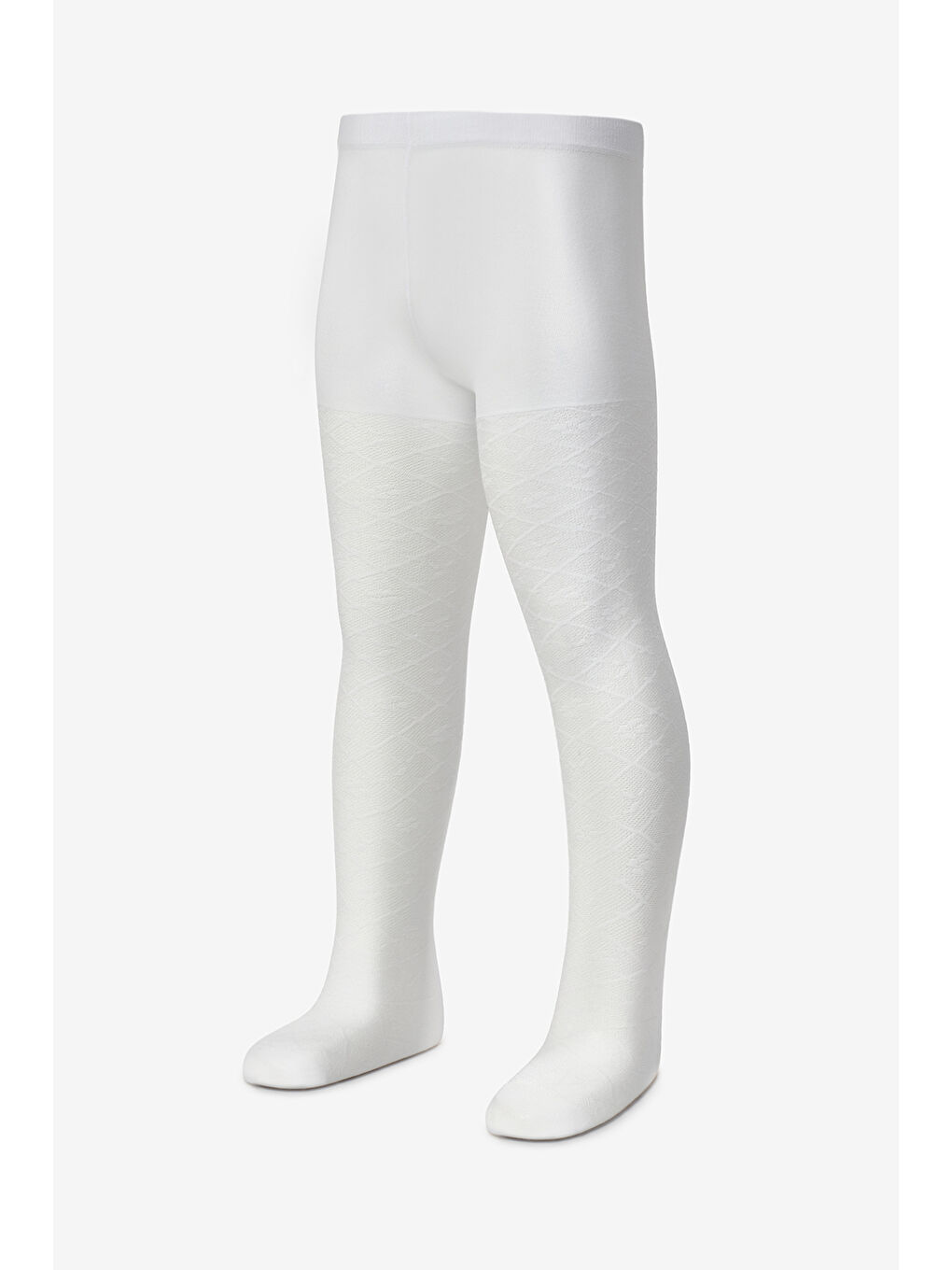 Beyaz Çiçekli Ajur Desenli Kız Çocuk Külotlu Çorap