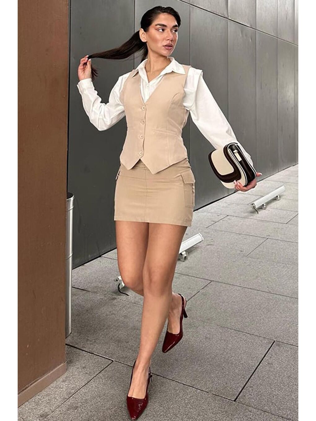 Turkuaz Taş Rengi Kadın Yelek Mg2332-3