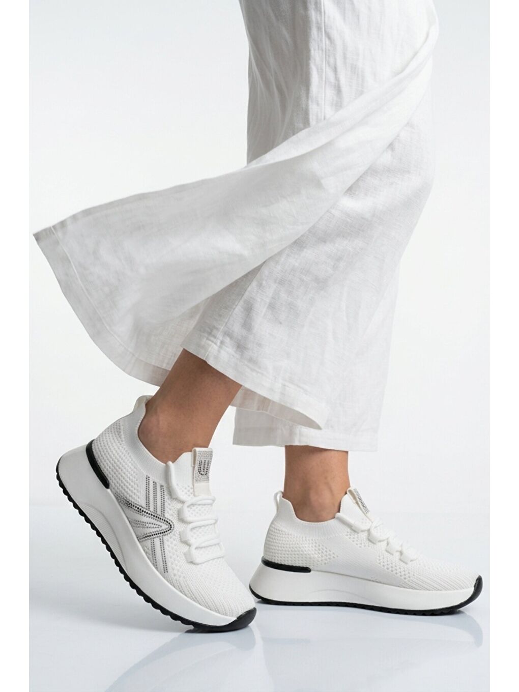 Beyaz Anorak Hafif Bağcıklı Kadın Casual Ayakkabı 2058 G-1