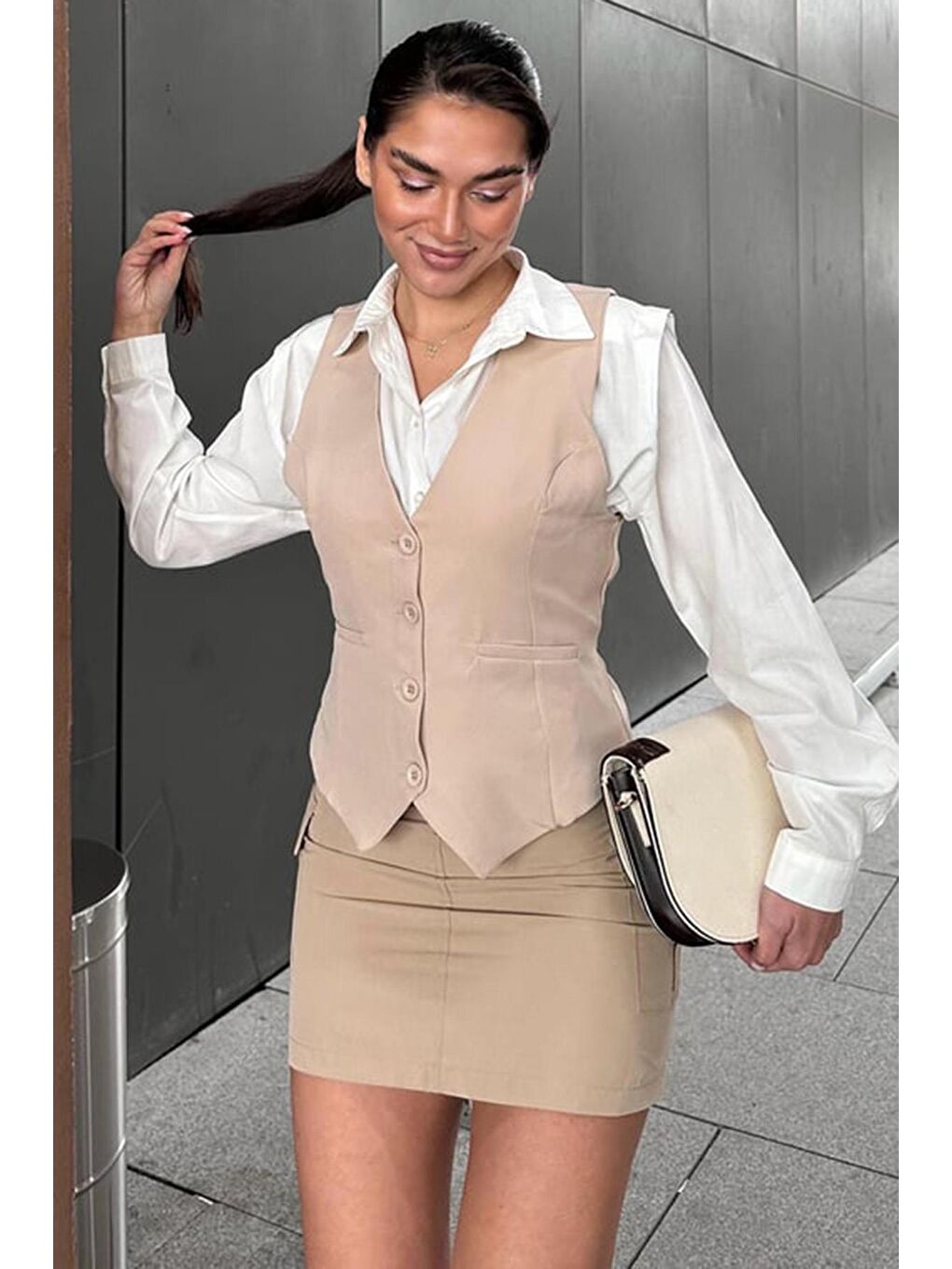 Turkuaz Taş Rengi Kadın Yelek Mg2332-4