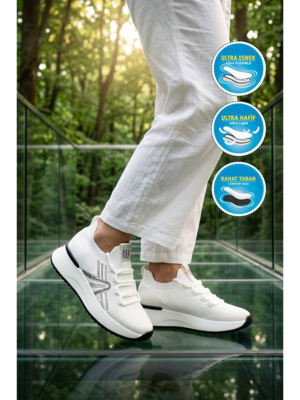 Beyaz Anorak Hafif Bağcıklı Kadın Casual Ayakkabı 2058 G-2