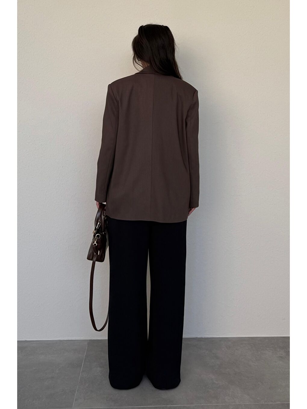 Kahverengi Oversize Blazer Kadın Ceket Mg2445-2