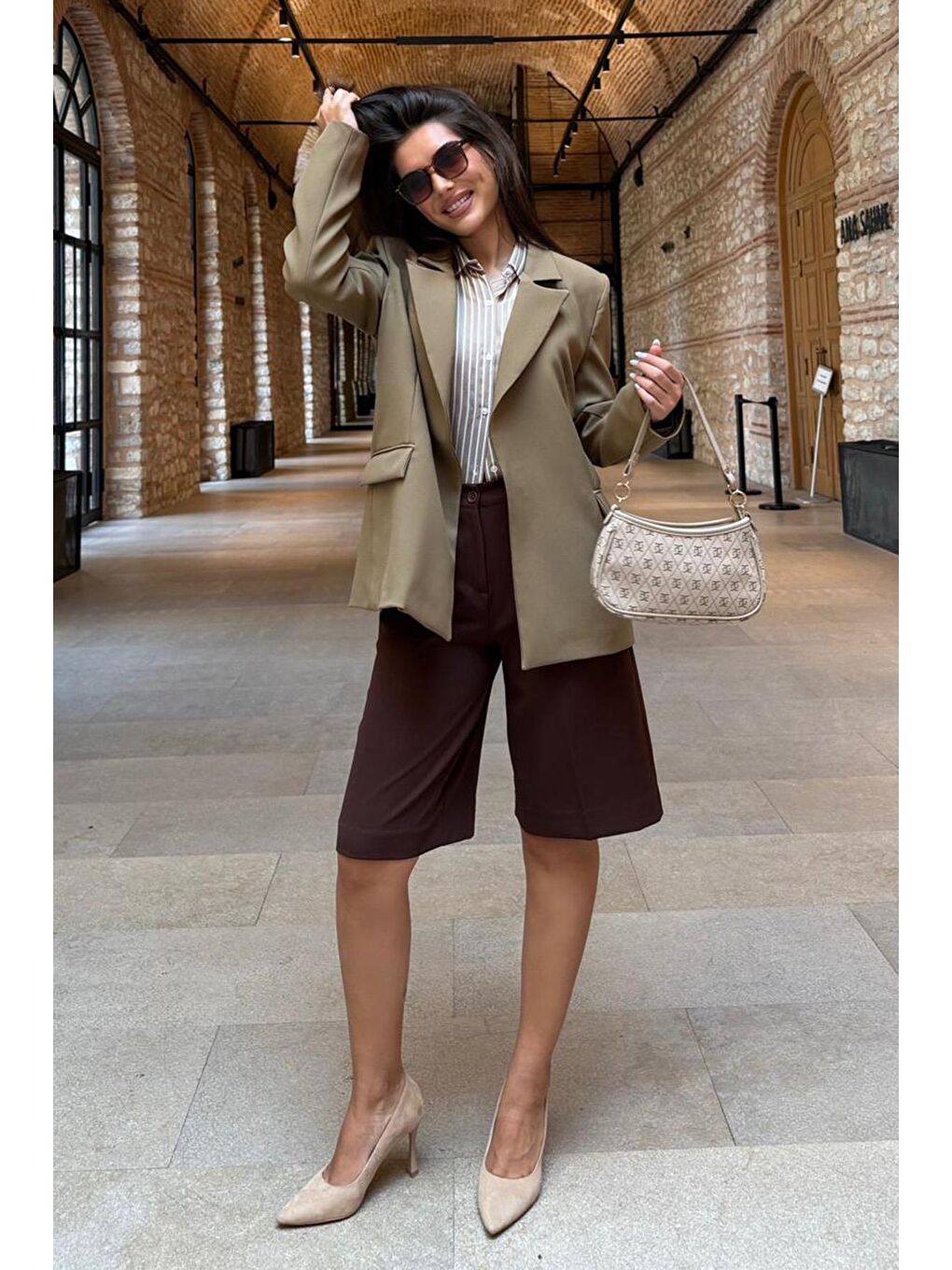 Haki Astarlı Kadın Blazer Ceket Mg2508-6