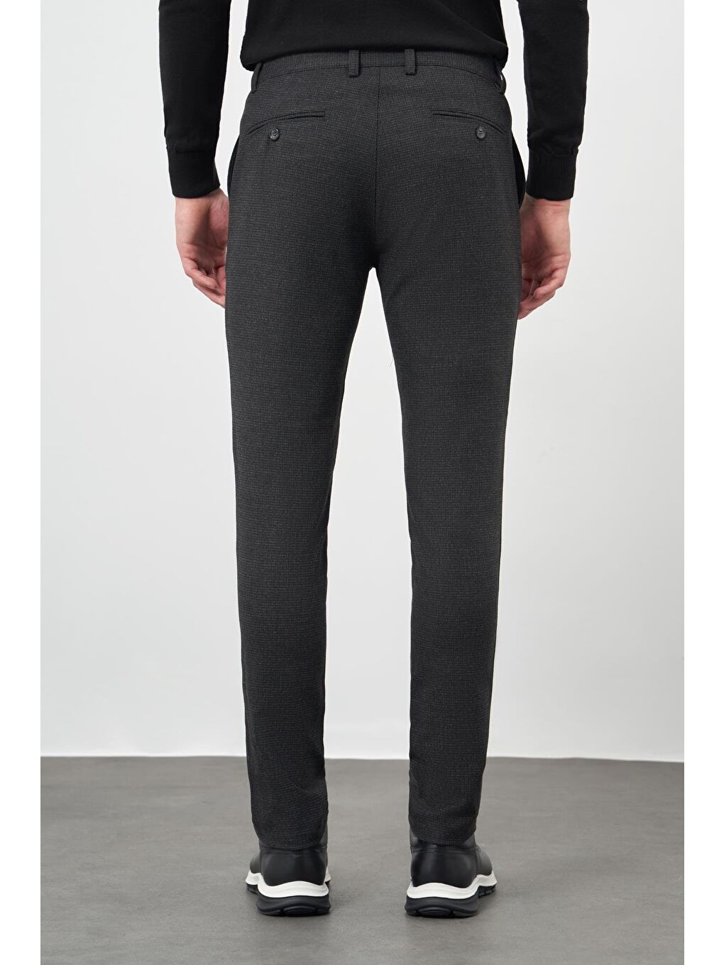Siyah Esnek Yandan Cepli Casual Comfort Fit Chino Pantolon 1003245158-4