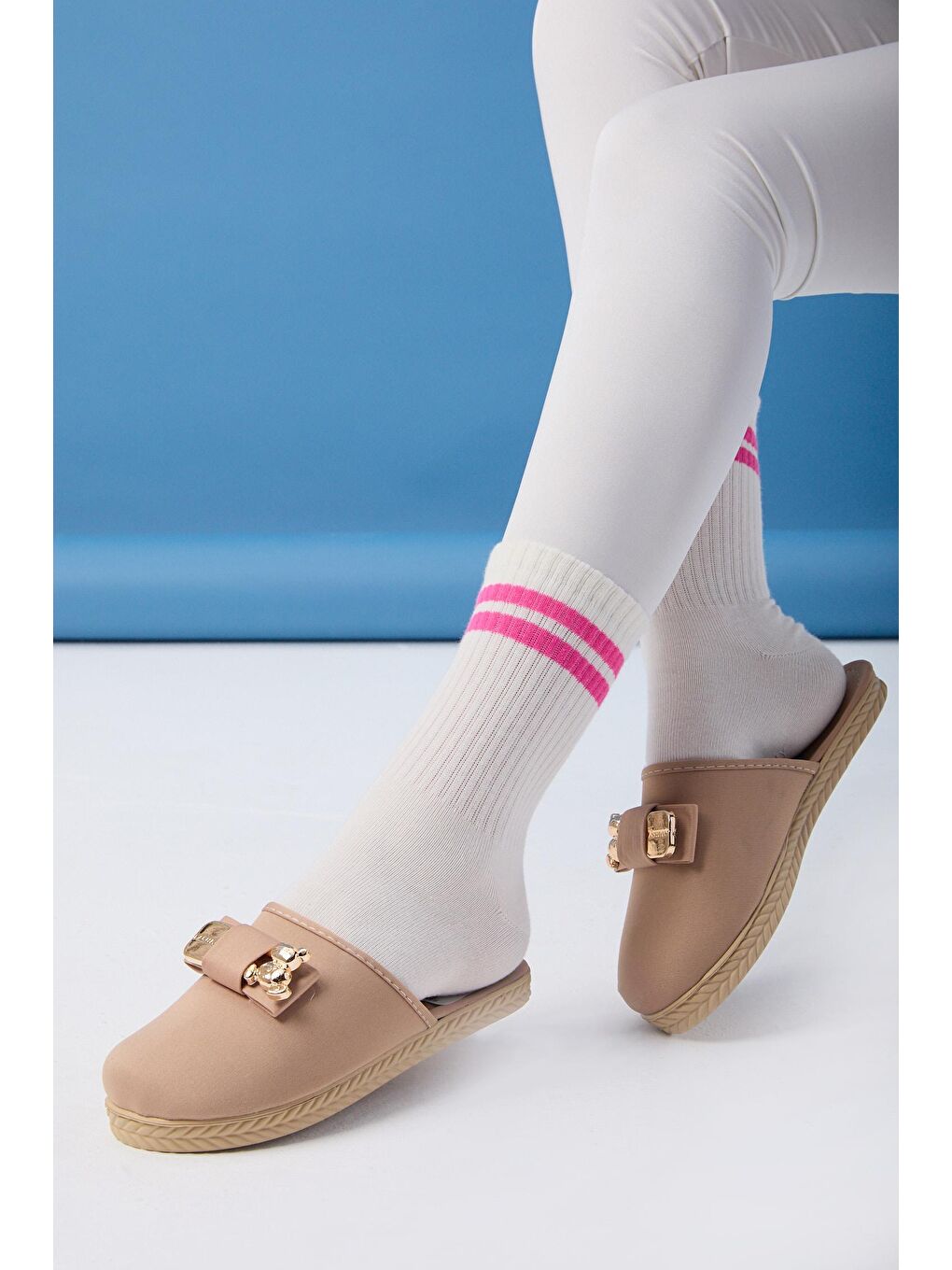 Bej Kadın Vizon Ev Terliği - 24083-1