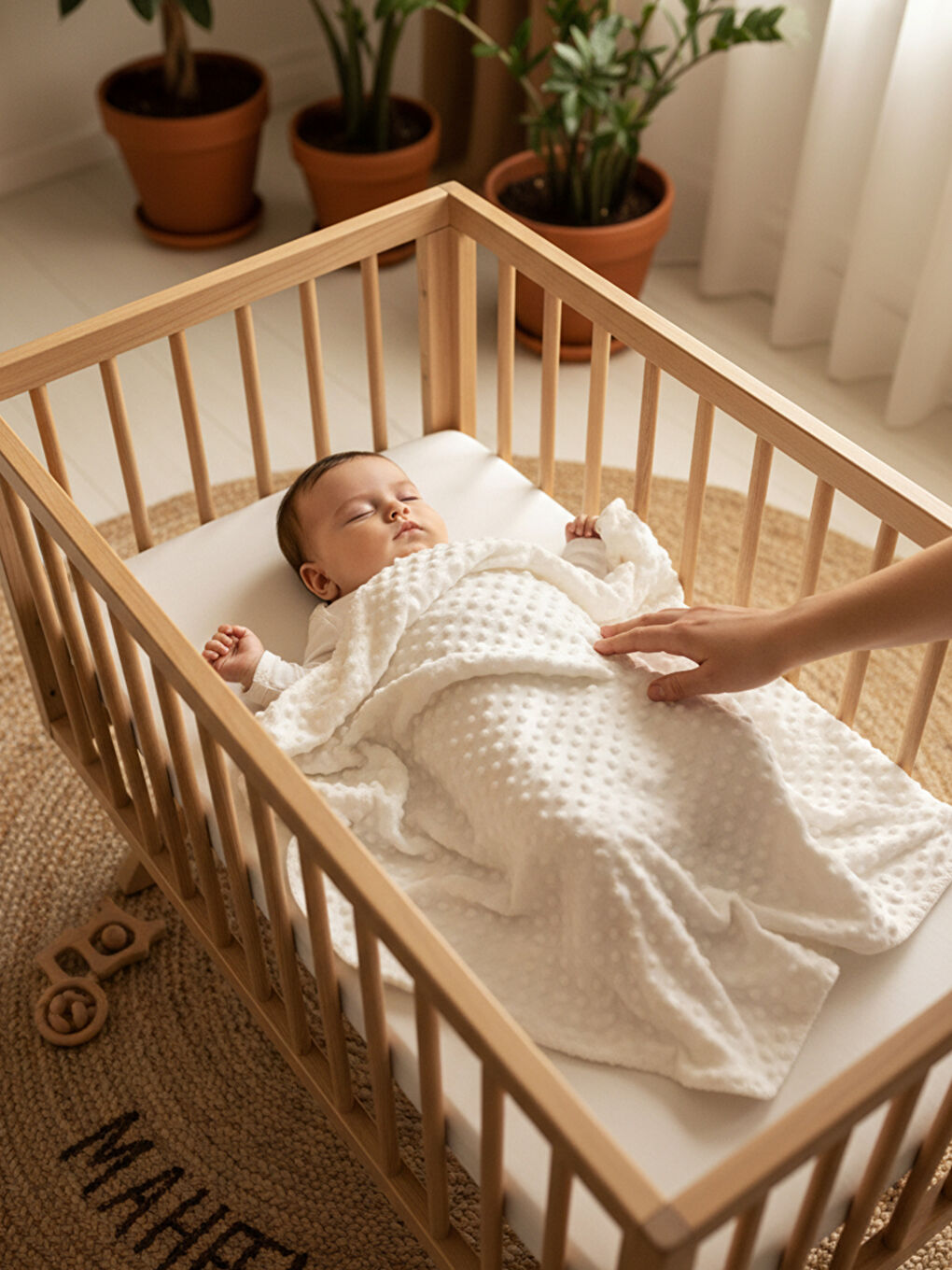 Welsoft Çift Katlı Nohutlu Bebek Battaniyesi Ekru-3