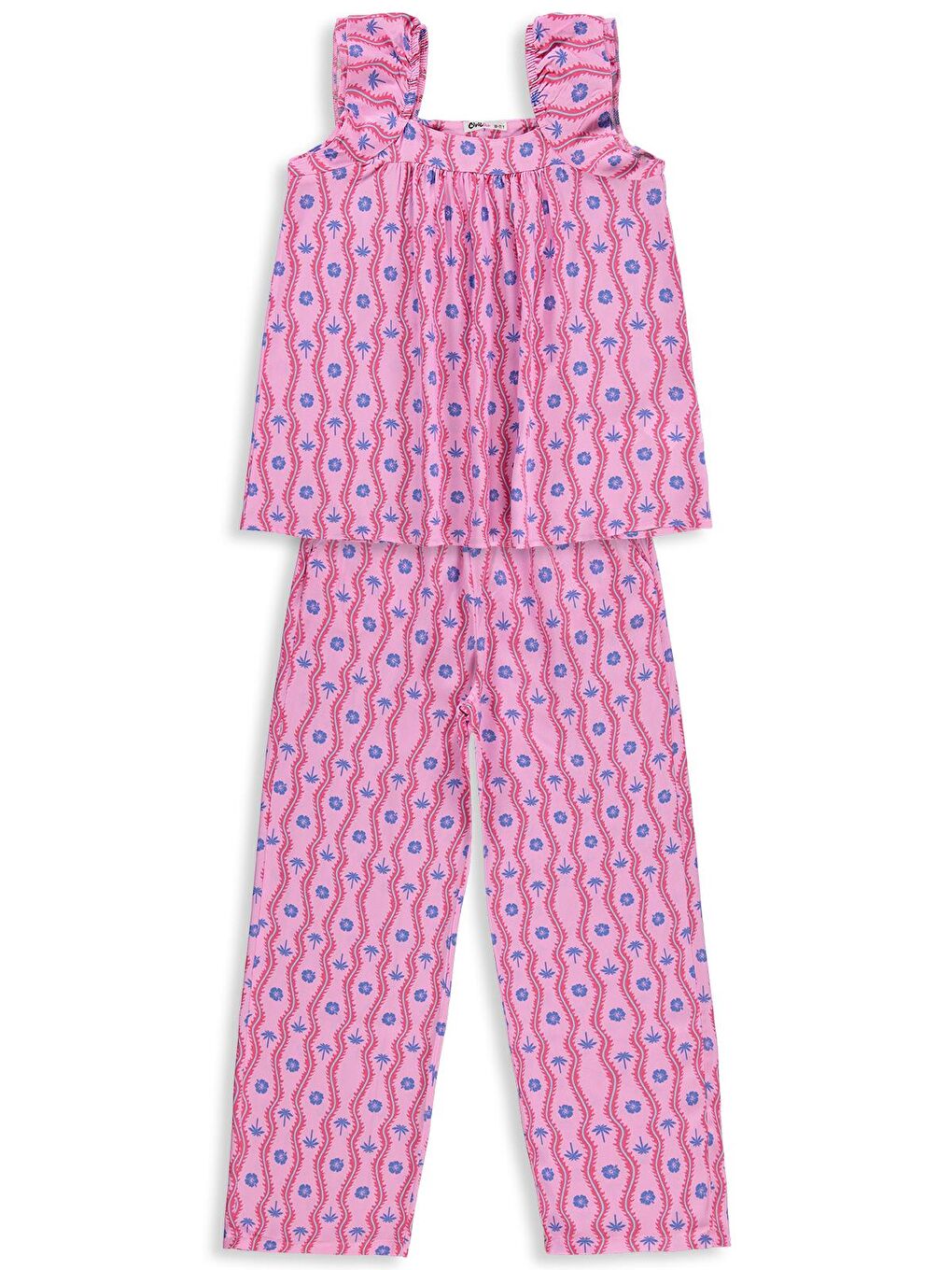 Girls Palmiye Desenli 10-13 Yaş Takım - Lila