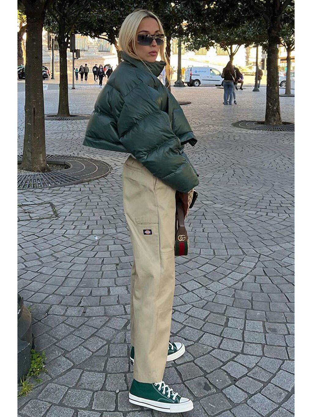 Koyu Yeşil Fermuar Detaylı Kısaltılabilir Şişme Mont MG1398-1