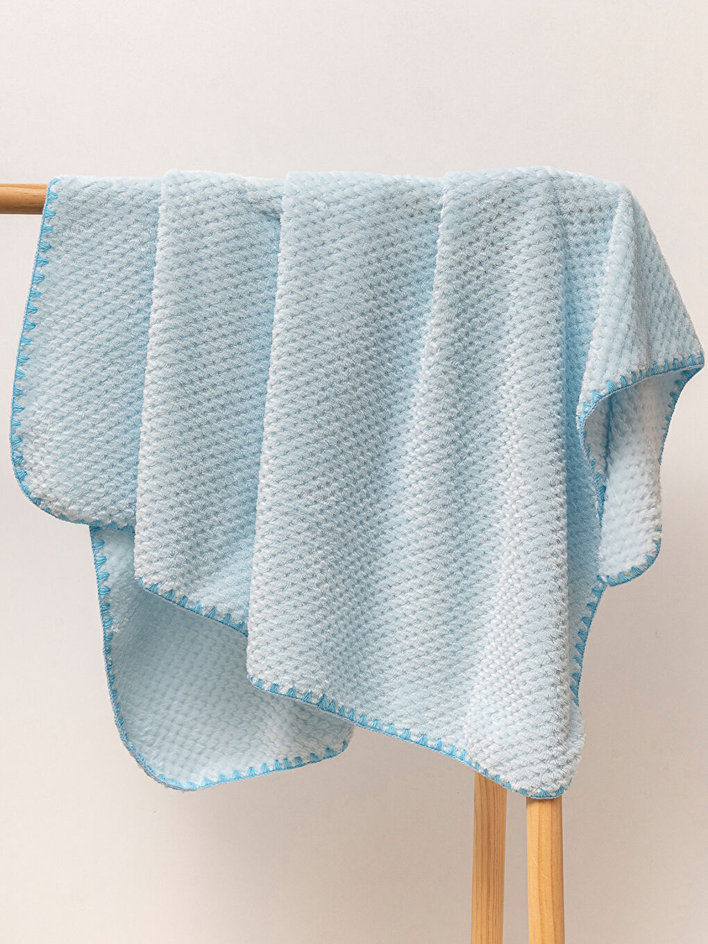 %100 Welsoft Jakarlı Bebek Battaniyesi Mavi-1