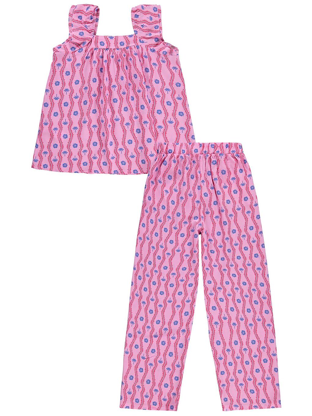 Girls Palmiye Desenli 10-13 Yaş Takım - Lila-2