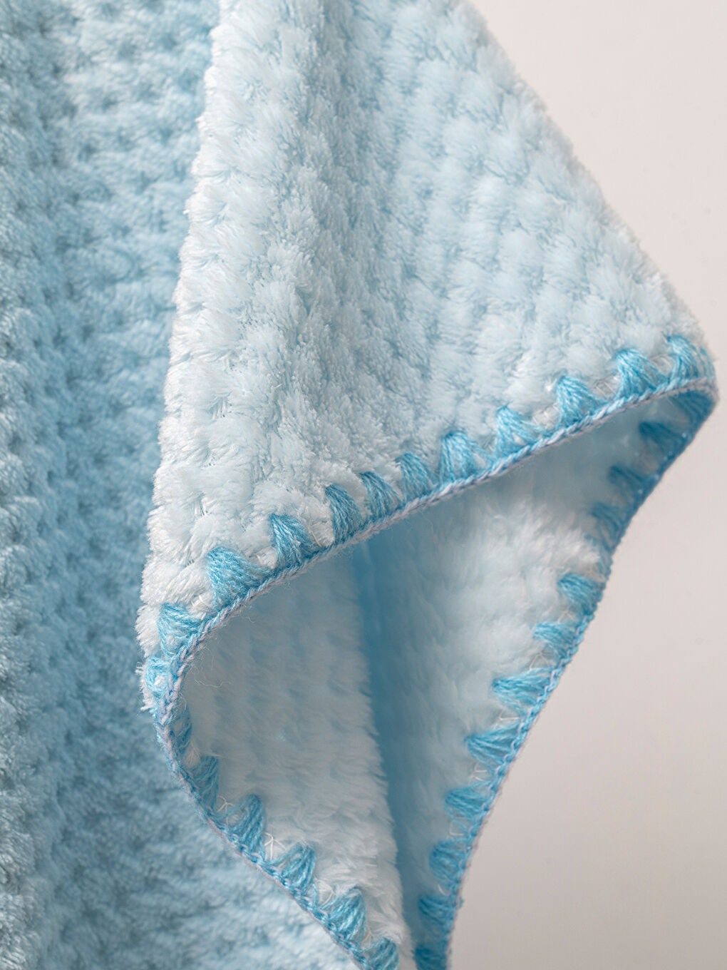 %100 Welsoft Jakarlı Bebek Battaniyesi Mavi-2