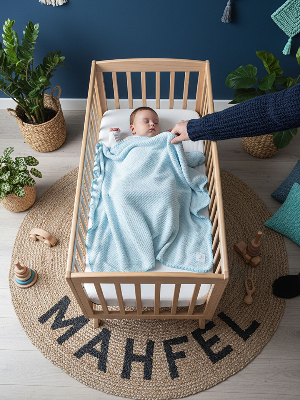 %100 Welsoft Jakarlı Bebek Battaniyesi Mavi-4